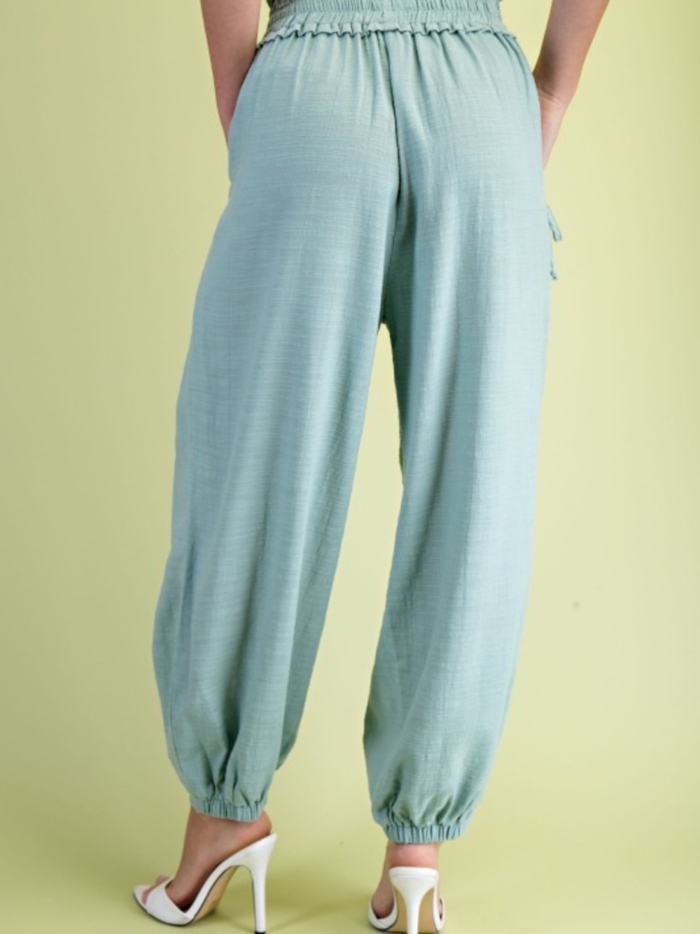 Gigio Mint Green Relaxed Fit Side Pocket Cotton Pants - Picture 6 of 6